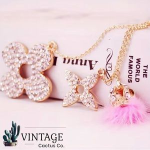 New! Monogram Rhinestone Inspired Bag Charm or Keychain! Light Pink Pom Pom